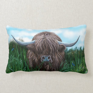 Scottish Highland Cow Painting Lumbar Pillow