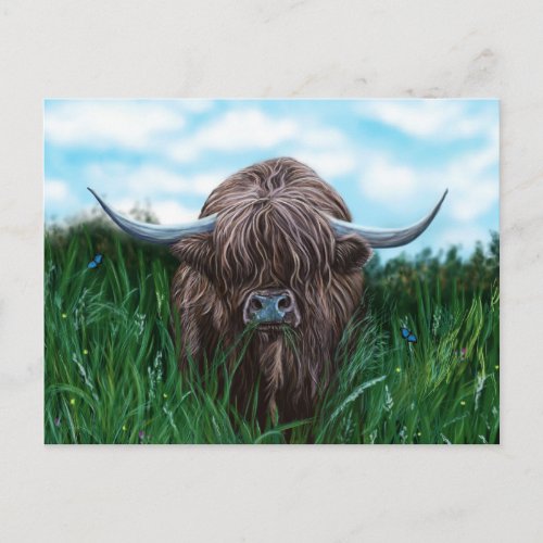 Scottish Highland Cow Painting Postcard