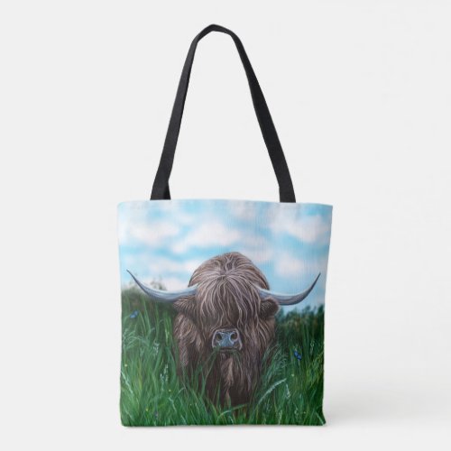 Scottish Highland Cow Painting Tote Bag