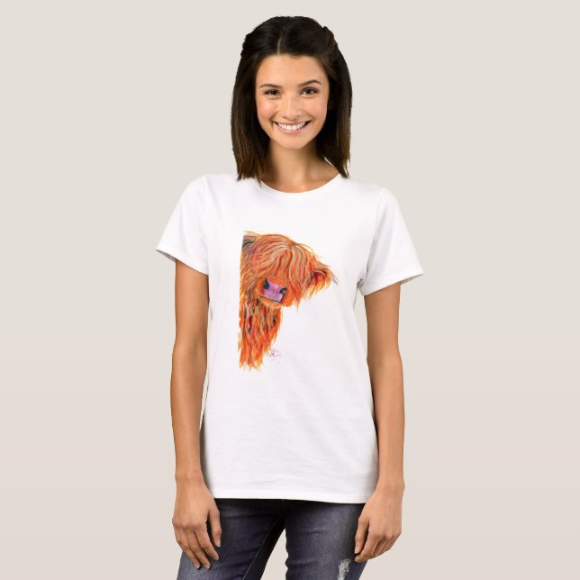 Scottish Highland Cow PEEKABOO' Womens T-Shirt Top (Front Full)