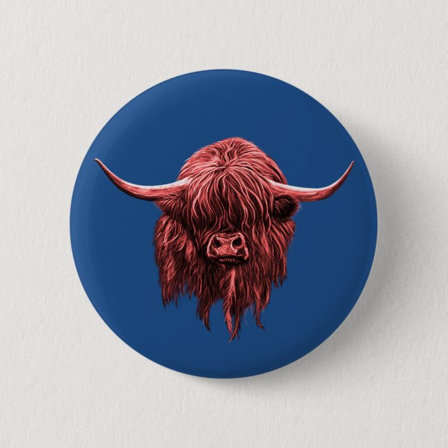 Scottish Highland Cow Pinback Button (Front)