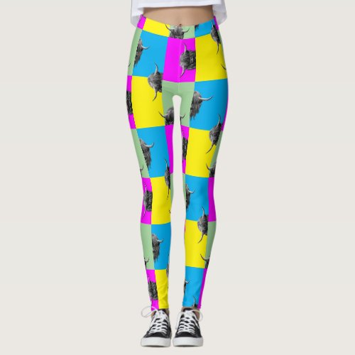 Scottish Highland Cow Pop Art Leggings