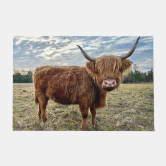 Scottish Highland Cow Portrait Farmhouse Doormat
