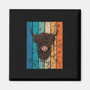 Scottish Highland Cow Retro Magnet