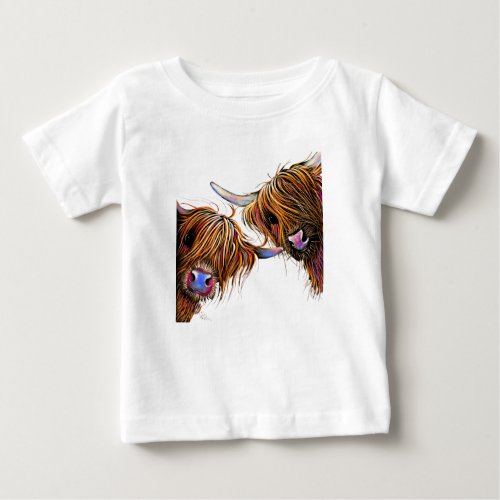 Scottish Highland Cow  SN by Shirley MacArthur  Baby T_Shirt