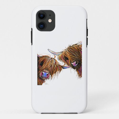 Scottish Highland Cow  SN by Shirley MacArthur iPhone 11 Case