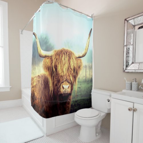 Scottish Highland Cow Shower Curtain