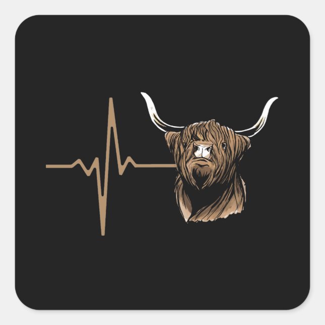 Scottish Highland Cow Square Sticker (Front)