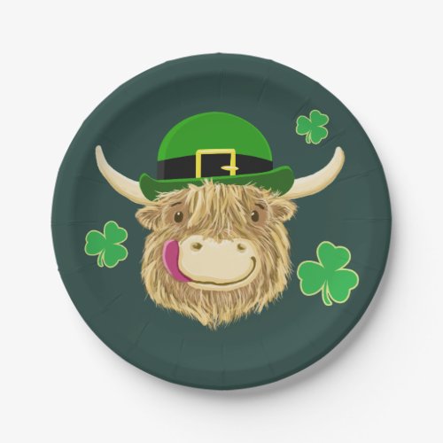 Scottish Highland Cow St Patricks Day Hat Paper Plates