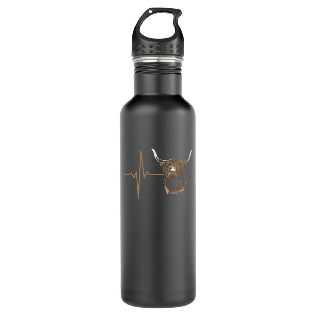 Scottish Highland Cow Stainless Steel Water Bottle (Front)