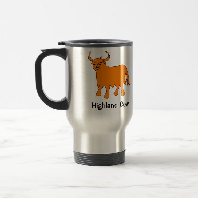 Scottish Highland Cow steel travel mug (Left)