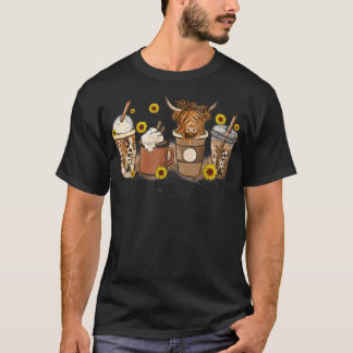 Scottish Highland Cow Sunflower Fall Vibes Coffee T-Shirt