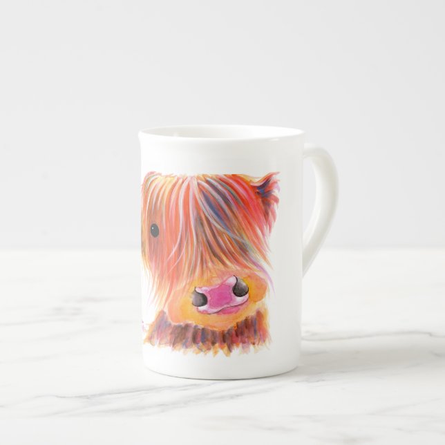 Scottish Highland Cow ' SWEET SATSUMA ' by Shirley Bone China Mug (Front Right)