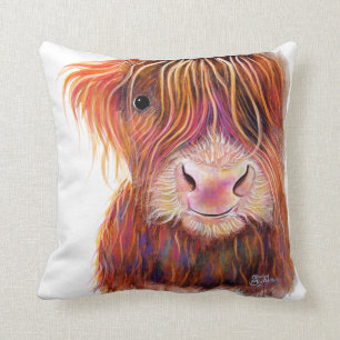 SCoTTiSH HigHLaND CoW ' THe KiD 2 ' by SHiRLeY Mac Throw Pillow