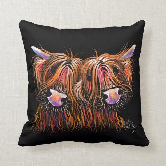 Scottish Highland Cow The Lovelies By Shirley Throw Pillow