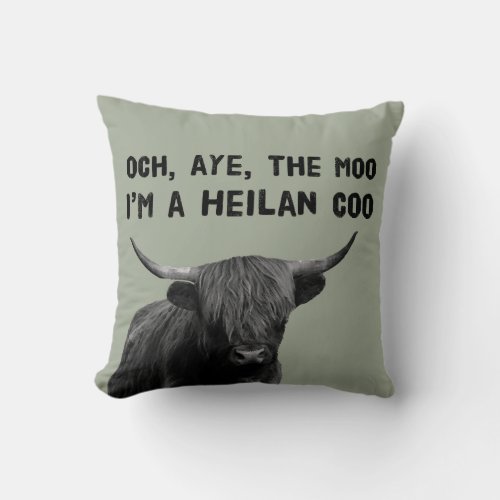 Scottish Highland Cow Throw Pillow