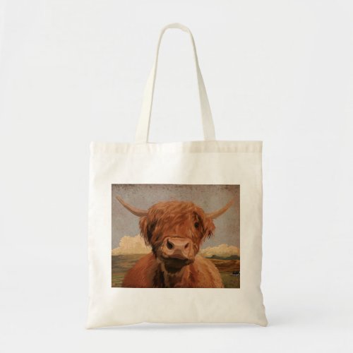 Scottish highland cow tote bag