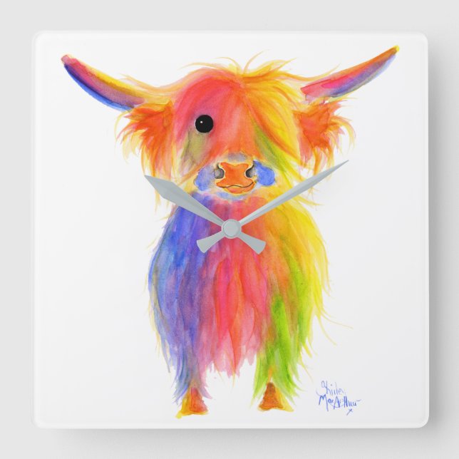 Scottish Highland Cow ' TOTTIE ' Wall Clock (Front)
