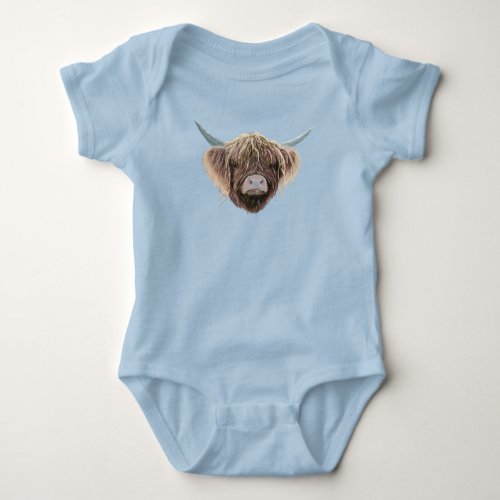 Scottish Highland Cow Wee Charlie Fluffy Ears Baby Bodysuit