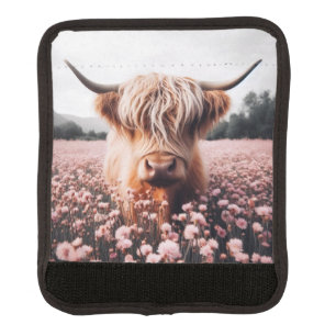 Scottish Highland Cow Wildflower Field Luggage Handle Wrap