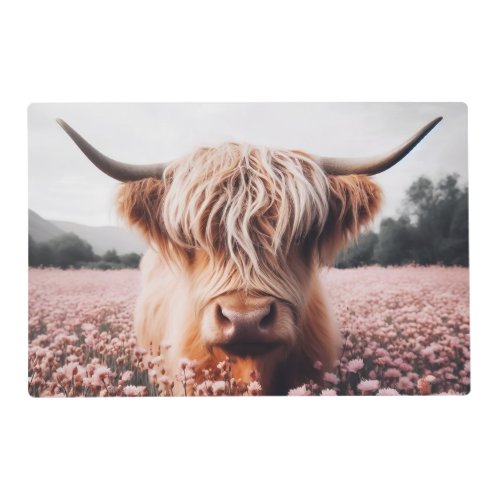 Scottish Highland Cow Wildflower Field Placemat