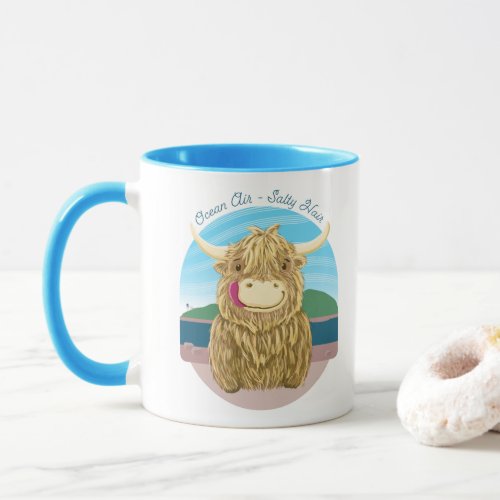 Scottish Highland Cow With Ocean Salty Hair Mug