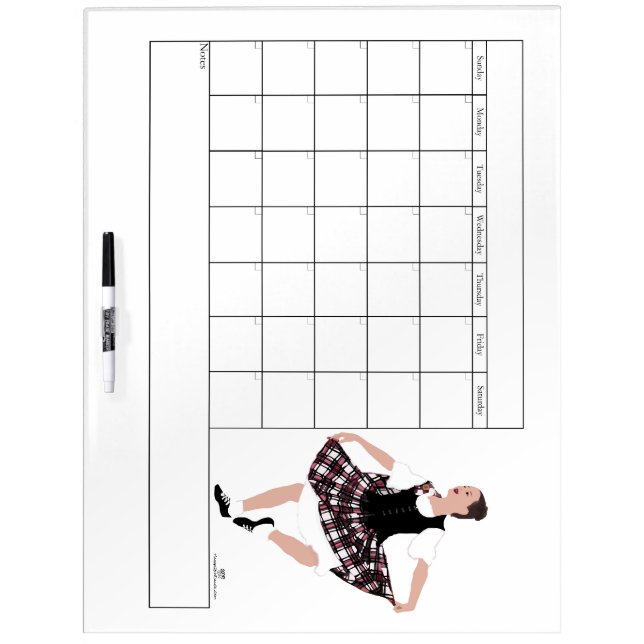 Scottish Highland Dance Calendar Dry Erase Board (Front)