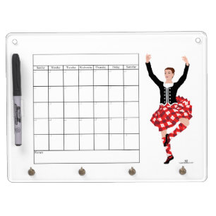 Scottish Highland Dance Calendar Dry Erase Board With Keychain Holder