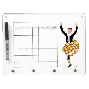 Scottish Highland Dance Calendar Dry Erase Board With Keychain Holder