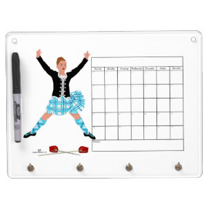 Scottish Highland Dance Calendar Dry Erase Board With Keychain Holder