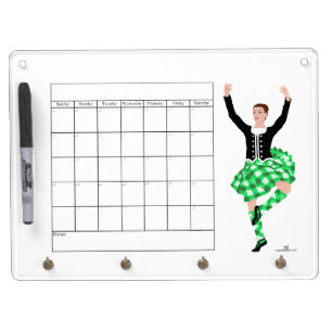 Scottish Highland Dance Calendar Dry Erase Board With Keychain Holder