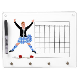 Scottish Highland Dance Calendar Dry Erase Board With Keychain Holder