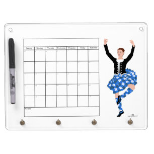 Scottish Highland Dance Calendar Dry Erase Board With Keychain Holder