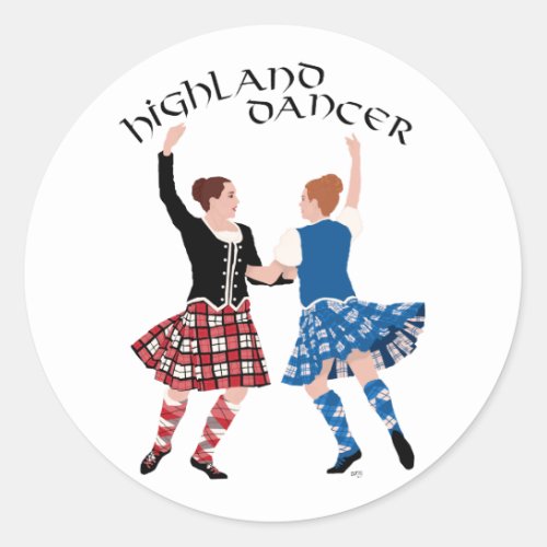 Scottish Highland Dance Reel Classic Round Sticker