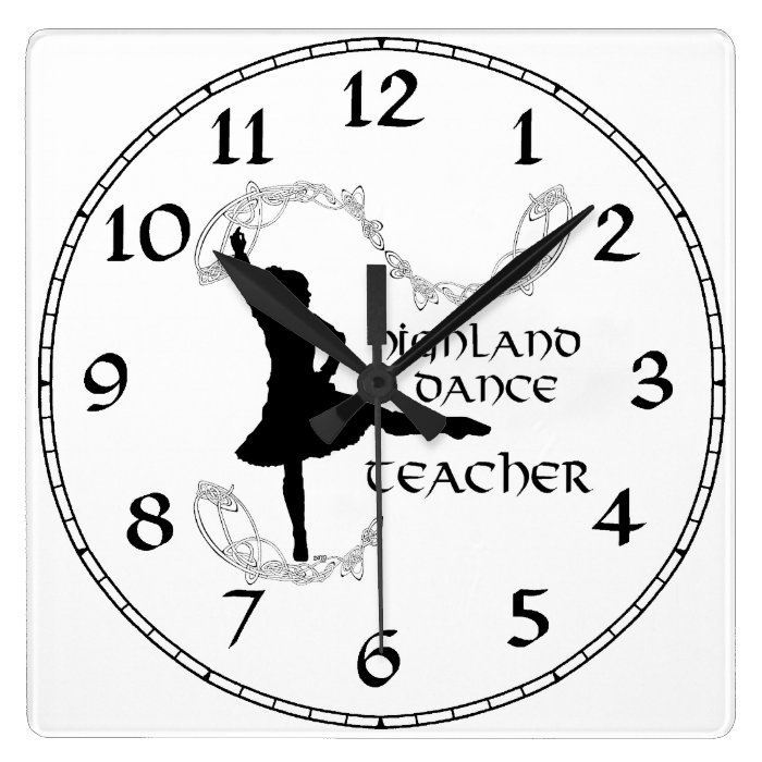Scottish Highland Dance Teacher Silhouette Square Wallclocks