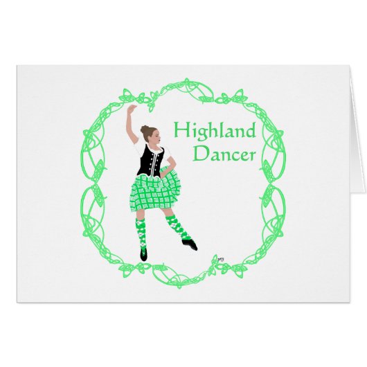 Scottish Highland Dancer Celtic Knotwork Green Cards (Front Horizontal)