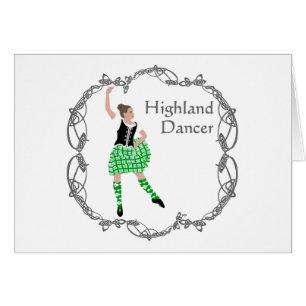 Scottish Highland Dancer Celtic Knotwork Green Cards