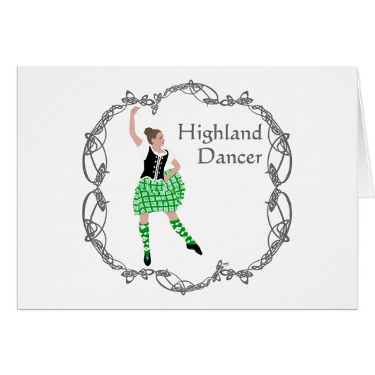 Scottish Highland Dancer Celtic Knotwork Green Cards (Front Horizontal)