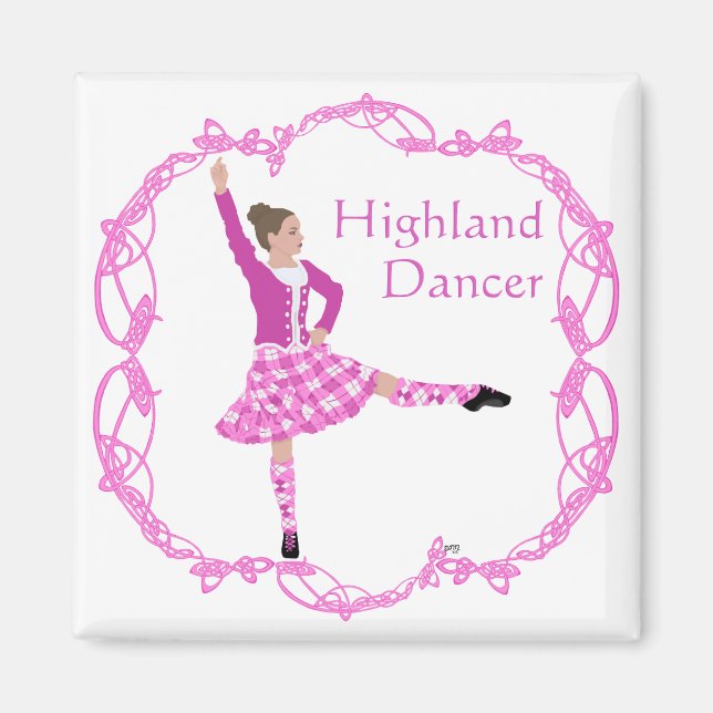 Scottish Highland Dancer Celtic Knotwork Pink Magnet (Front)