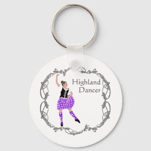 Scottish Highland Dancer Celtic Knotwork Purple Keychain