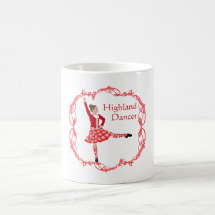 Scottish Highland Dancer Celtic Knotwork Red Coffee Mug
