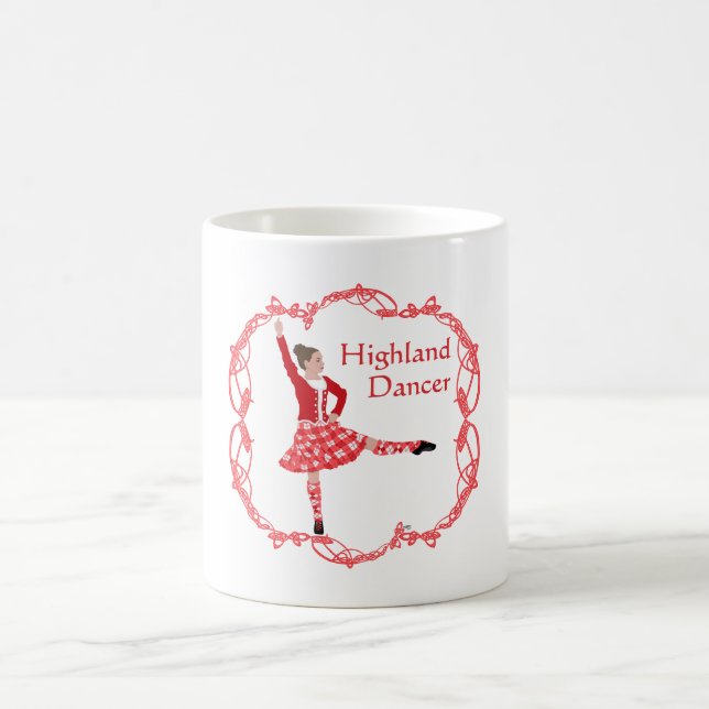 Scottish Highland Dancer Celtic Knotwork Red Coffee Mug (Center)