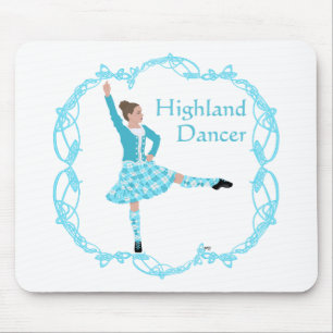 Scottish Highland Dancer Celtic Knotwork Turquoise Mouse Pad