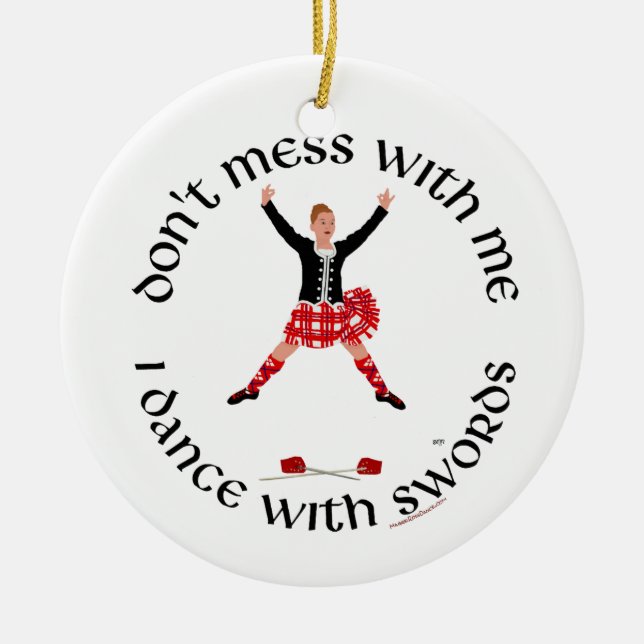 Scottish Highland Dancer Ceramic Ornament (Front)