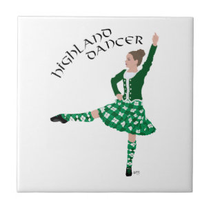 Scottish Highland Dancer - Green Ceramic Tile