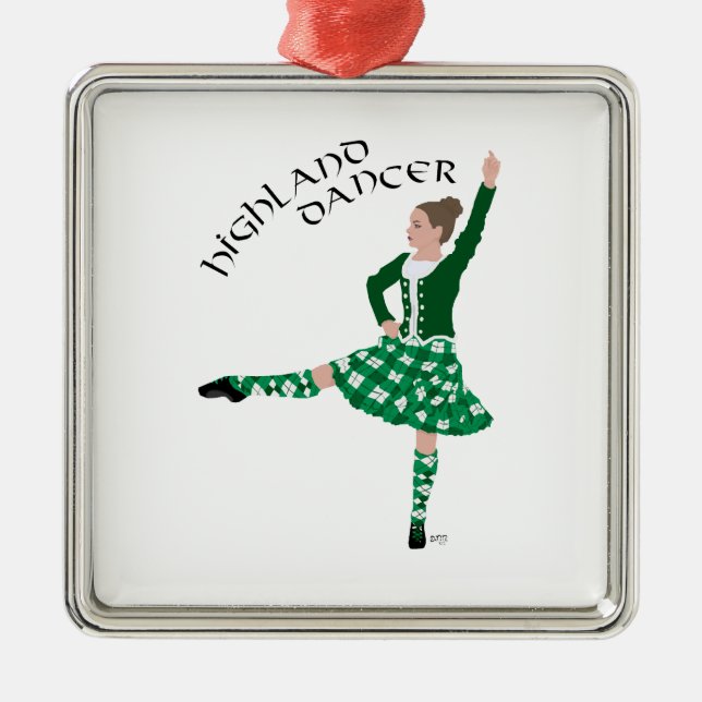 Scottish Highland Dancer - Green Metal Ornament (Front)
