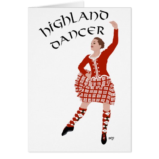 Scottish Highland Dancer in Red Cards (Front)