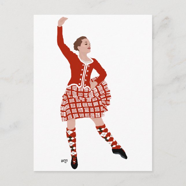 Scottish Highland Dancer in Red Postcard (Front)
