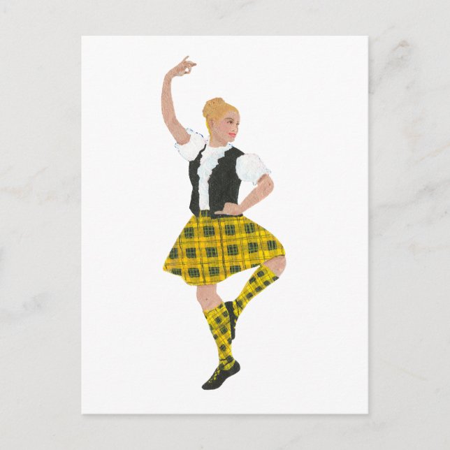 Scottish Highland Dancer MacLeod Tartan Postcard (Front)