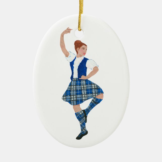Scottish Highland Dancer - Nevil Plaid Ceramic Ornament (Front)